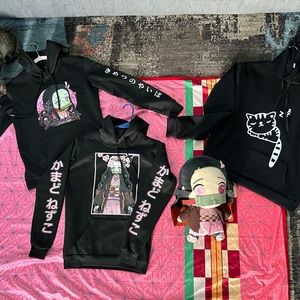 NWOT Demon Slayer hoodies w Plushie and Throw